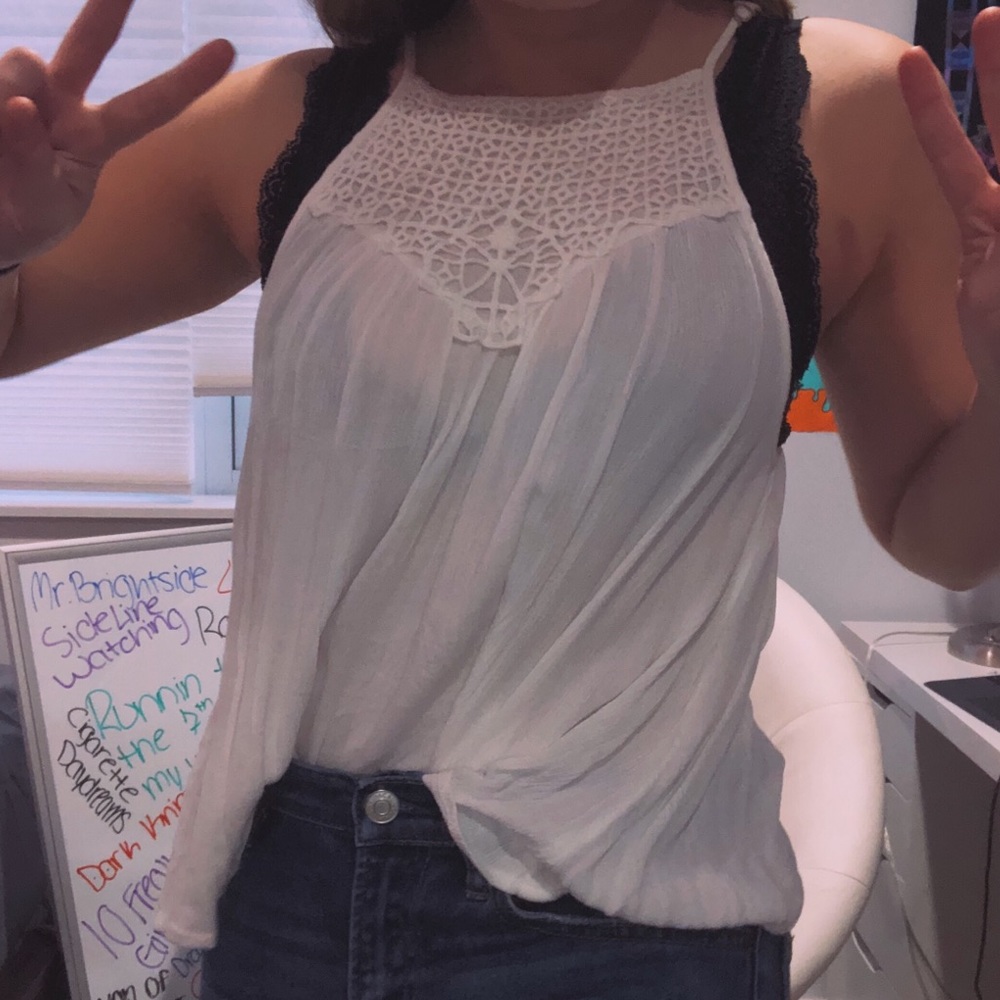 White Crochet Tank Top